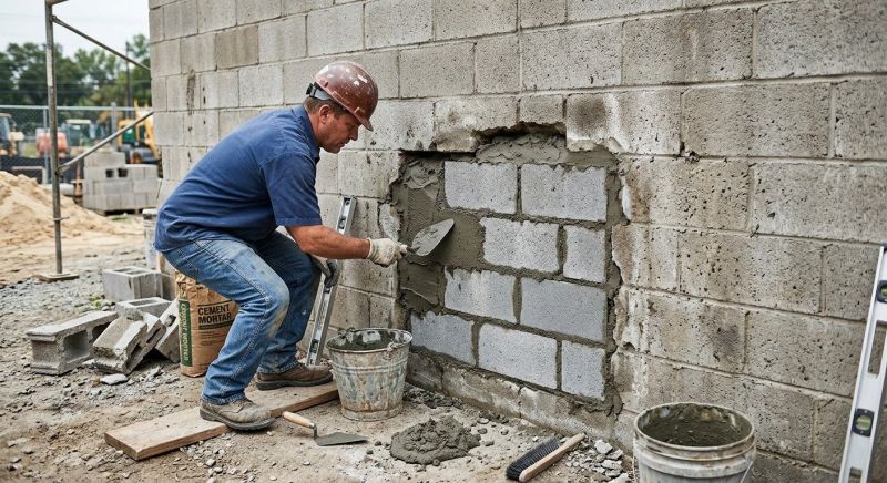 Cinder Block Wall Repair in Redding, CT