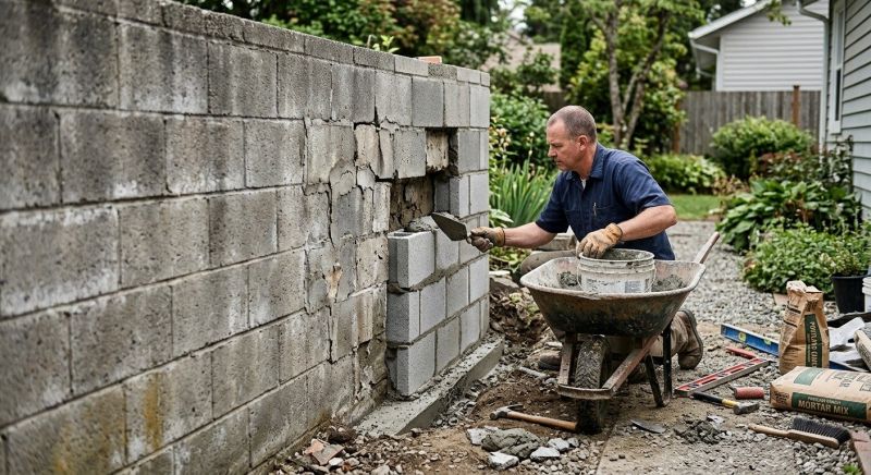 Cinder Block Wall Repair in Roxbury, CT